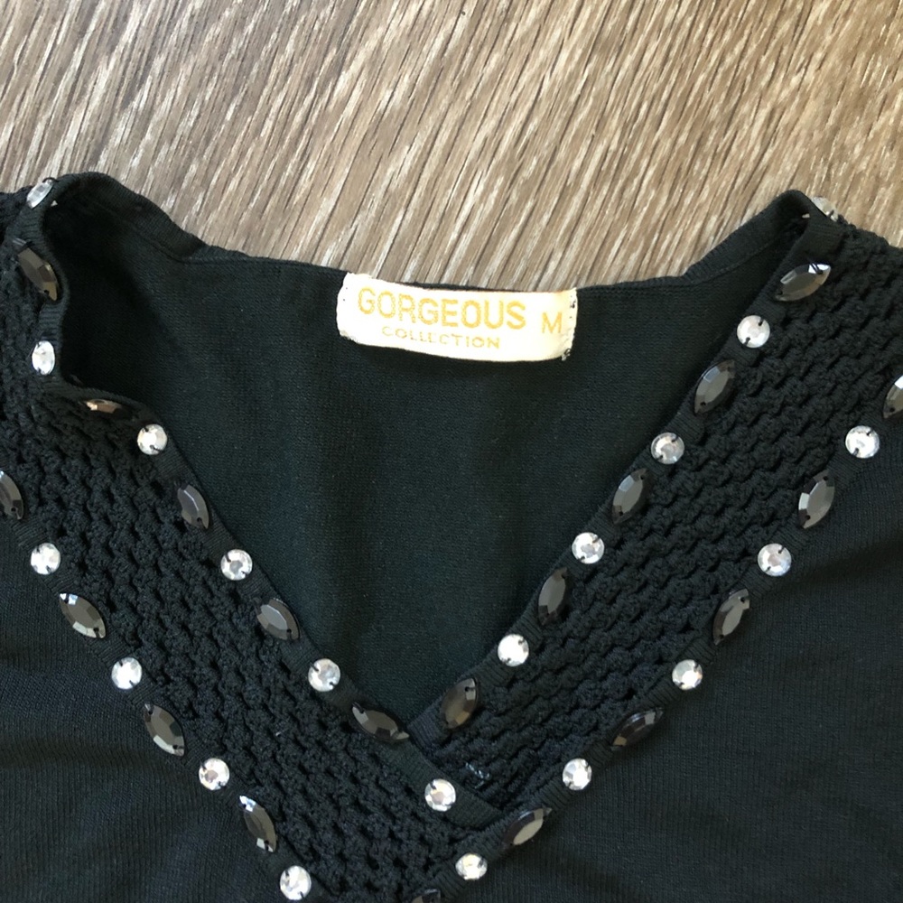Gorgeous black rhinestone black blouse - Picture 2 of 2